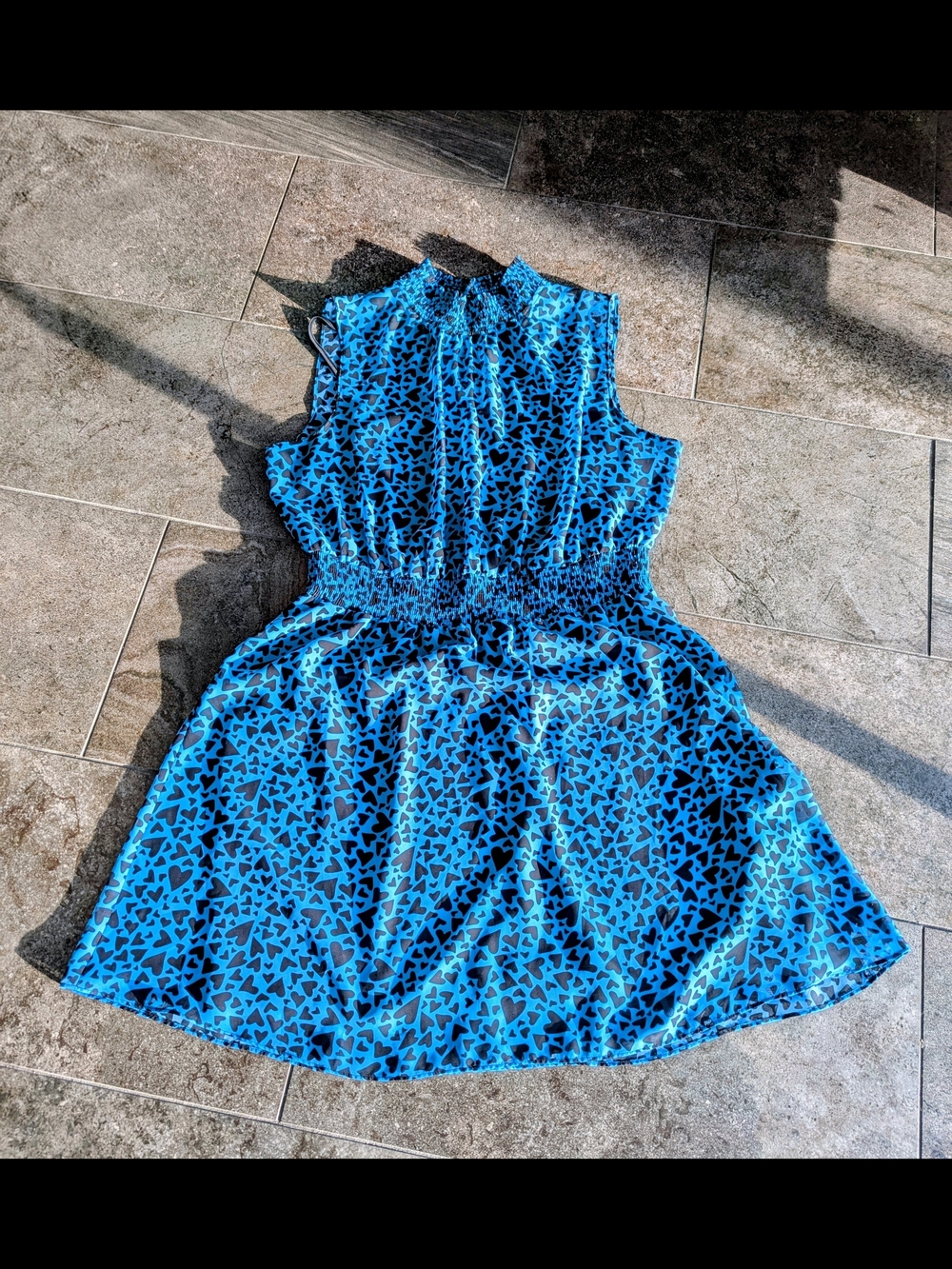 Blue Patterned Sleeveless Midi Dress